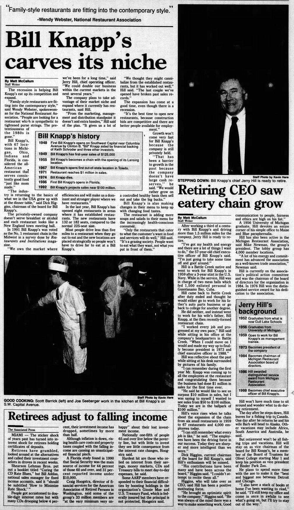 Bill Knapps - Feb 23 1992 Article